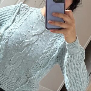 Zara Women's Blue Cable Knit Sweater